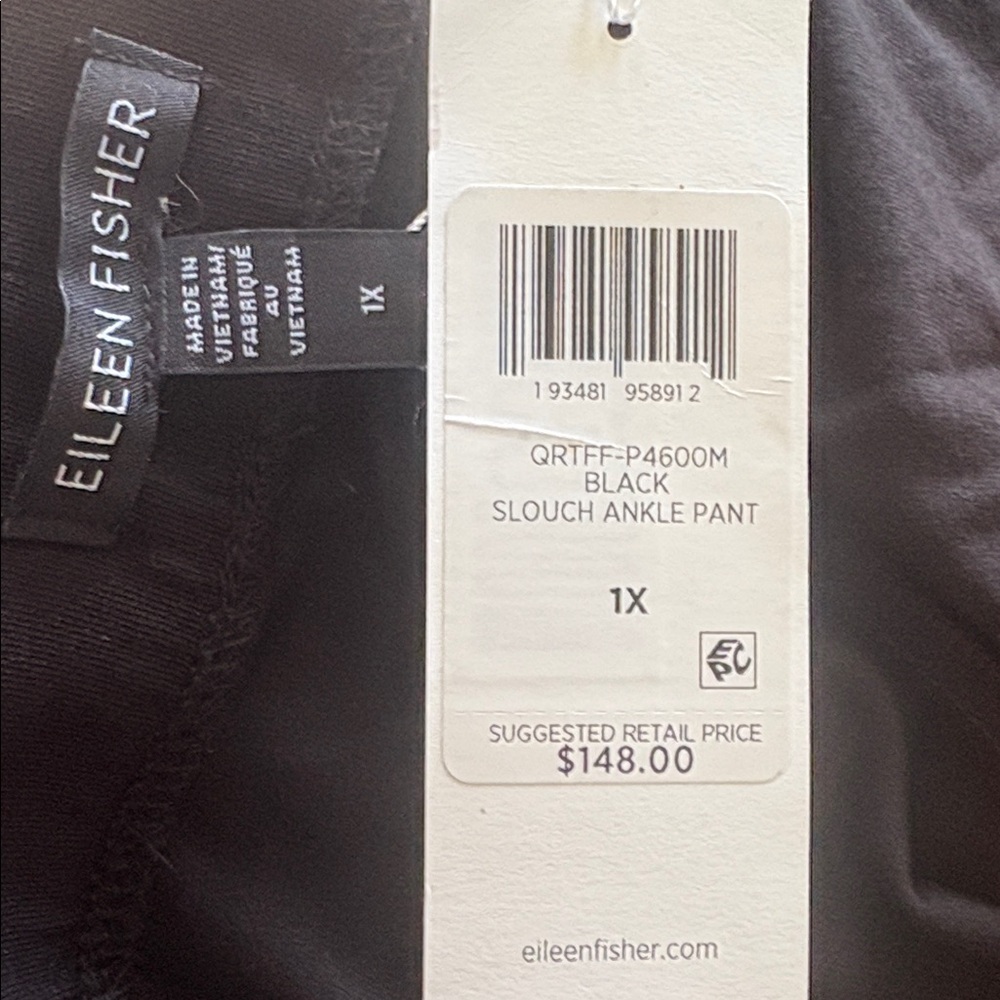 Eileen Fisher Black Ankle Pants - 1X - TAGS ON